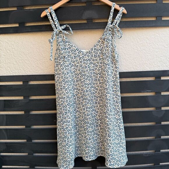 Zara Trafaluc Collection Tie-Strap Mini Dress in Blue/Cream Floral Print | XS - Picture 2 of 8